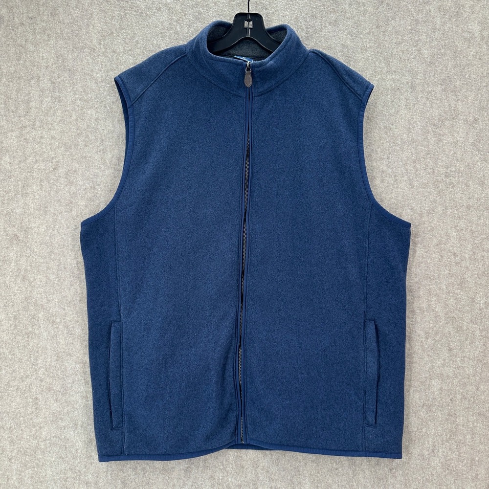 Vineyard Vines Fleece Vest Navy Blue Quarter Zip Mens XL Whale Logo Puffer Gilet